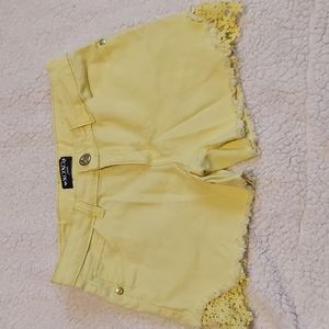 Yellow crochet sided shorts